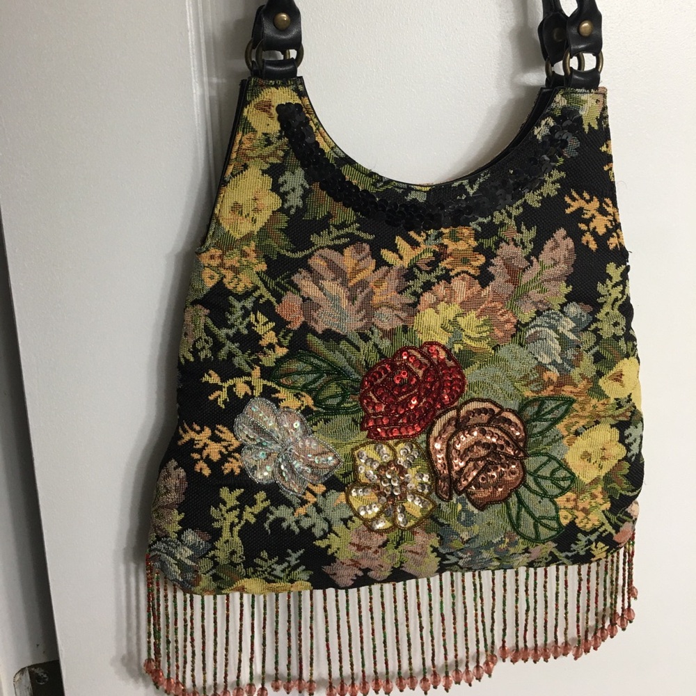 Vintage floral beaded handbag